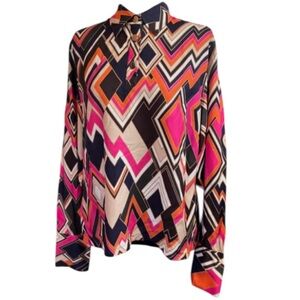 Vilagallo Exclusive Geometric Print Shirt SZ 42 EU Fits LG US Colorful Retro